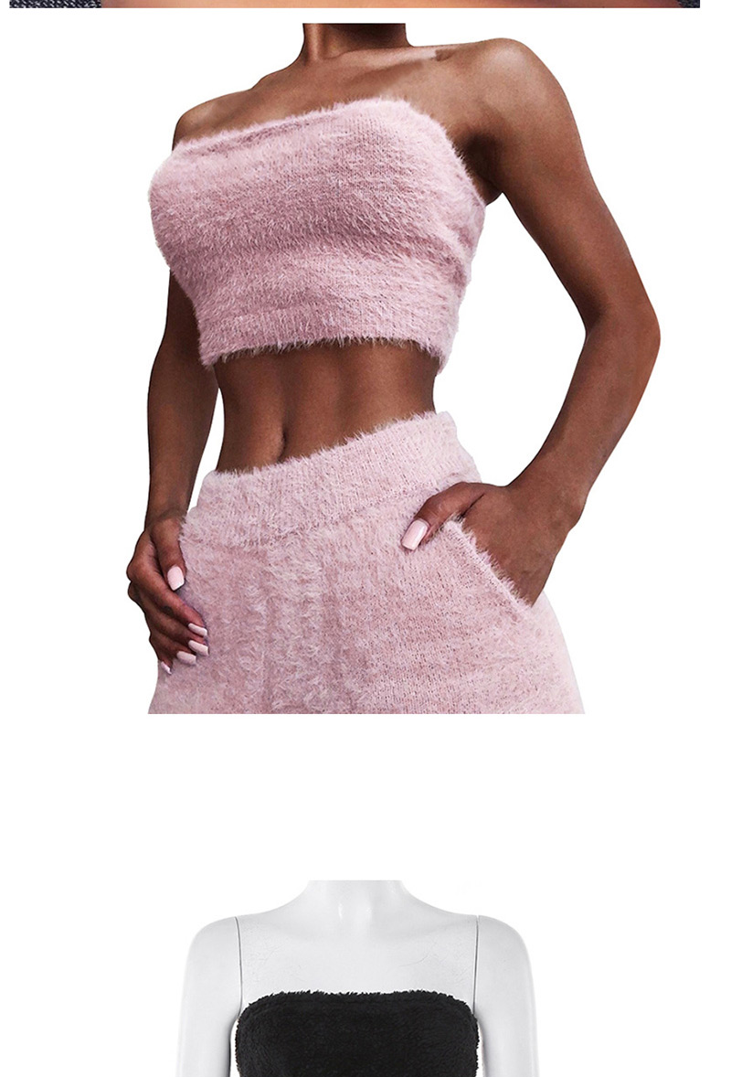 Fashion Pink One-shoulder Chest Top High Waist Pocket Shorts Suit,Tank Tops & Camis