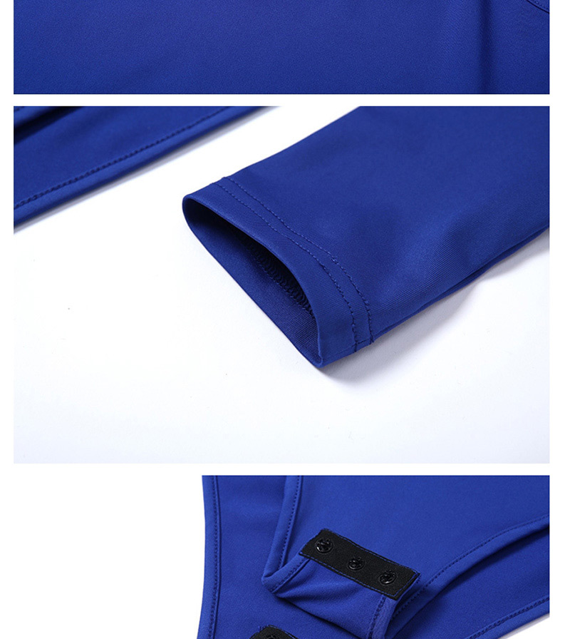 Fashion Blue Round Neck T-shirt Openwork Jumpsuit,Pants