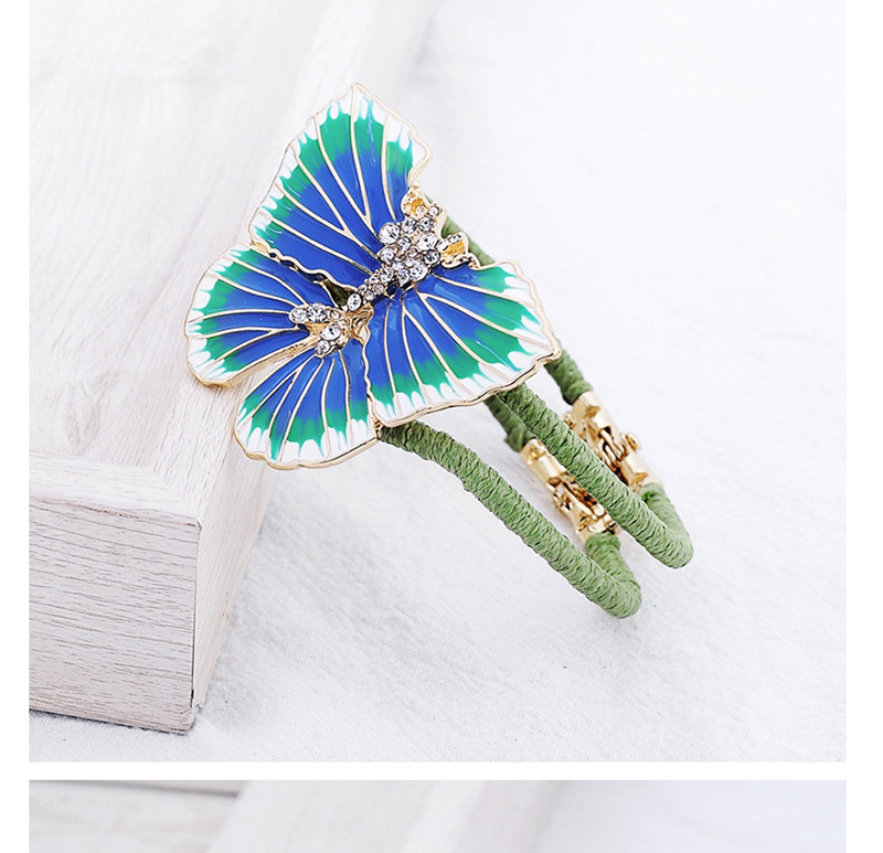 Fashion Blue Drop Glaze Crystal With Diamond Double-layer Wool Butterfly Bracelet,Fashion Bangles