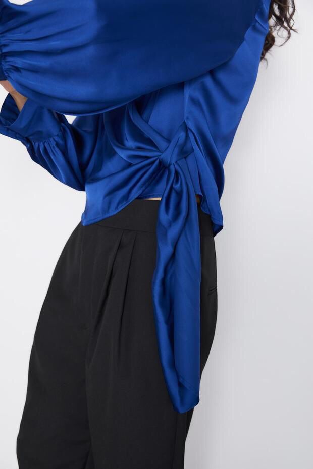Fashion Royal Blue Silk Satin Crepe Shirt,Tank Tops & Camis