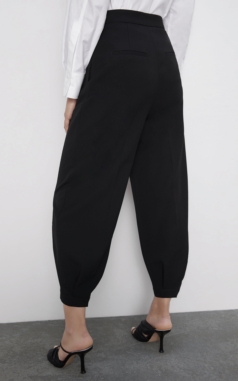 Fashion Black Micro Pleated Pleated Pants,Pants