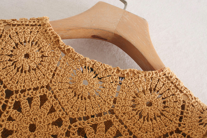 Fashion Ginger Yellow Crochet Knit Top,Tank Tops & Camis