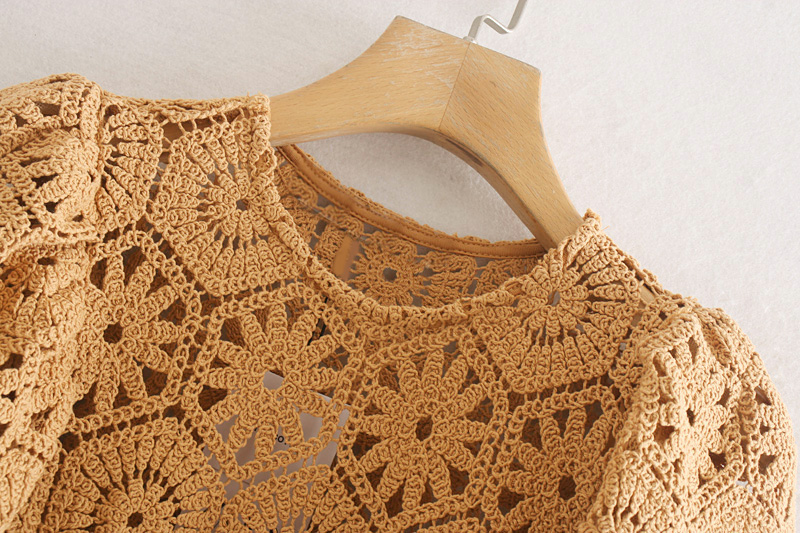 Fashion Ginger Yellow Crochet Knit Top,Tank Tops & Camis