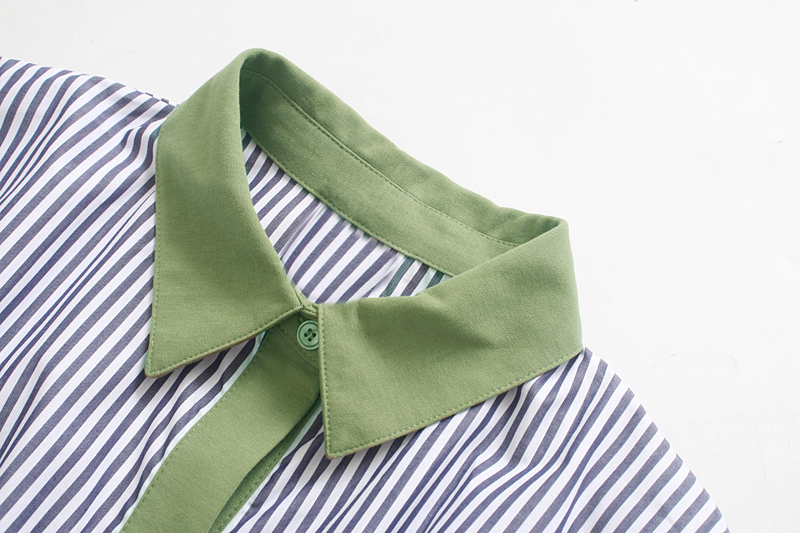 Fashion Green Striped Stitching Shirt,Tank Tops & Camis