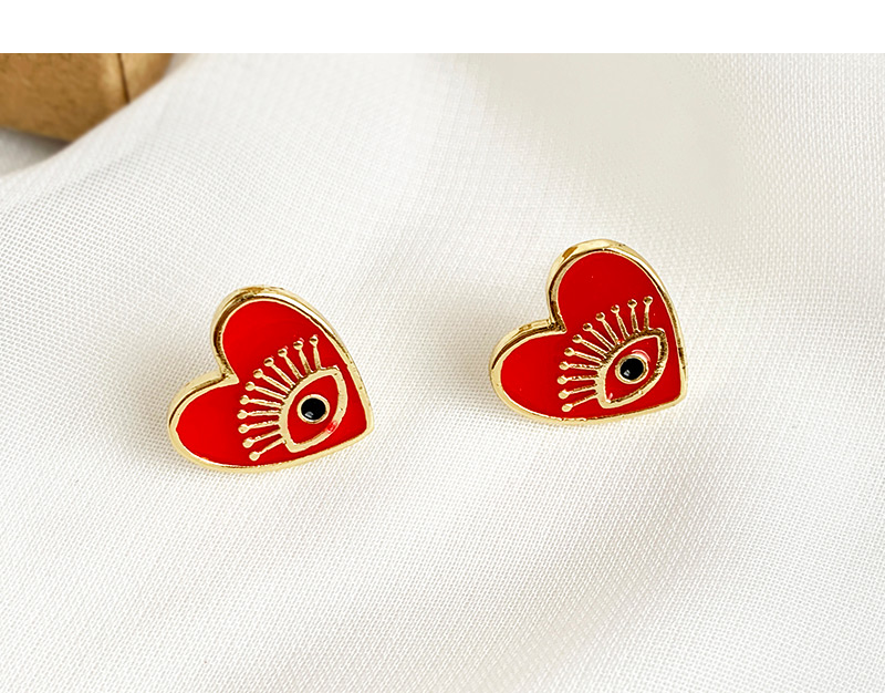 Fashion Red Copper Love Eye Earrings,Earrings
