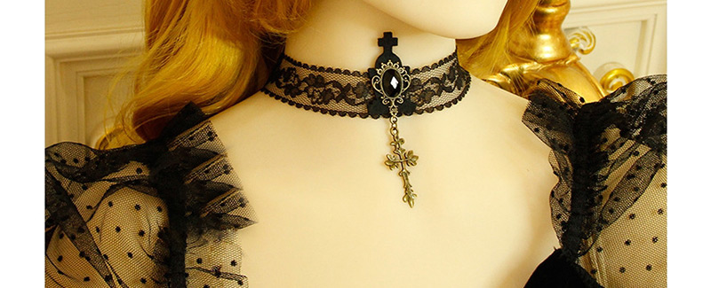 Fashion Black Lace Cross Necklace,Festival & Party Supplies