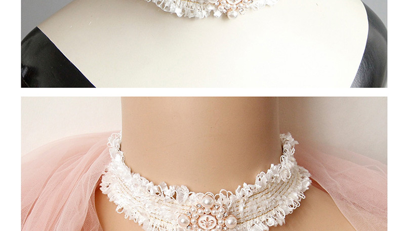 Fashion White Lace Pearl Necklace,Festival & Party Supplies
