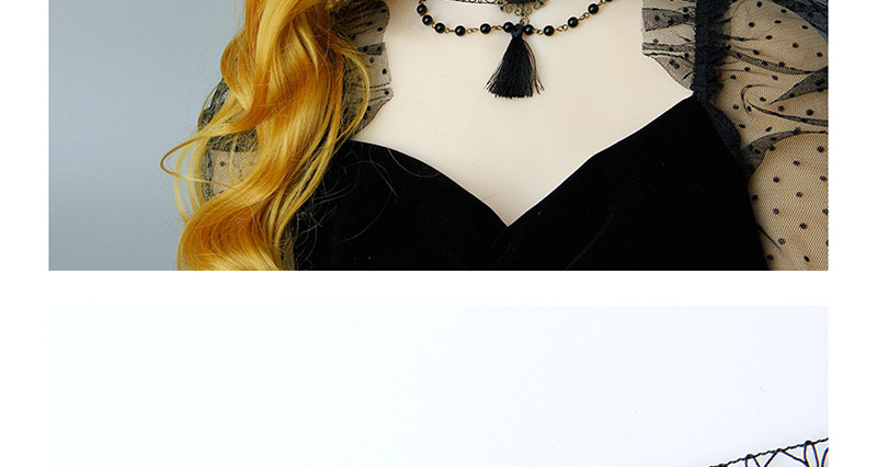 Fashion Black Human Head Faux Pearl Tassel Necklace,Festival & Party Supplies