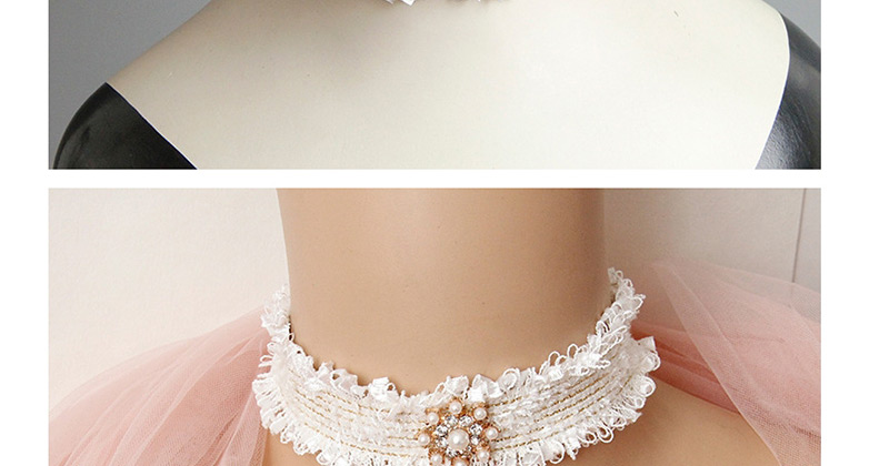 Fashion White Lace Pearl Necklace,Festival & Party Supplies