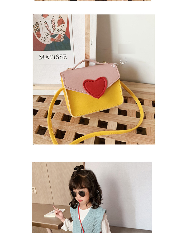 Fashion Yellow Contrast Love Portable Messenger Bag,Handbags