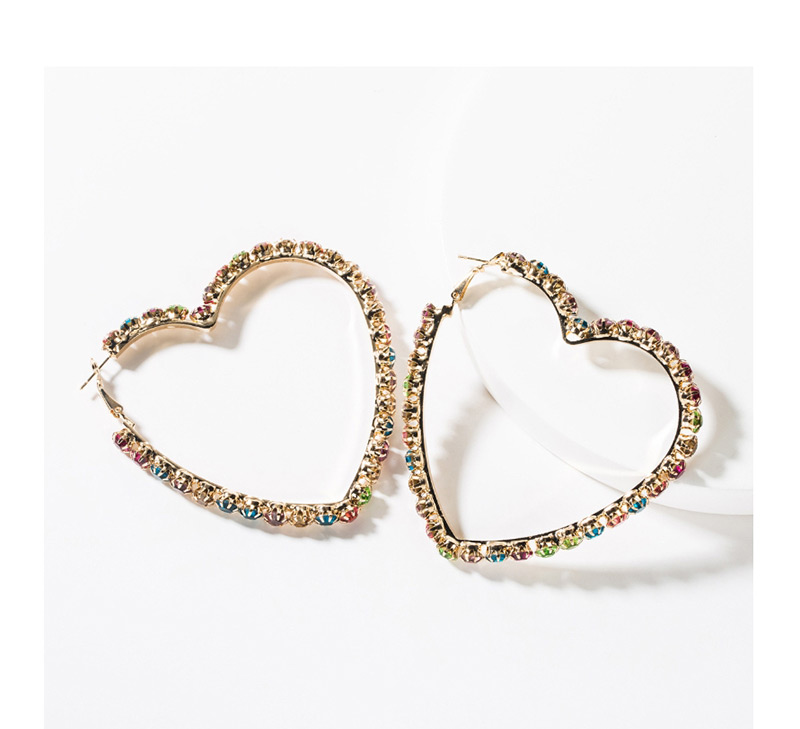 Fashion Silver Love Heart Shaped Diamond Earrings,Hoop Earrings