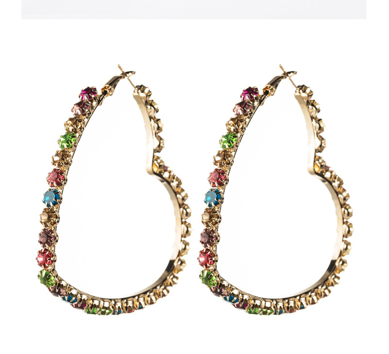 Fashion Color Love Heart Shaped Diamond Earrings,Hoop Earrings
