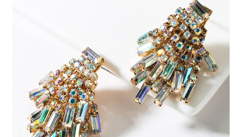 Fashion Ab Color Multi-layer Diamond Earrings,Drop Earrings
