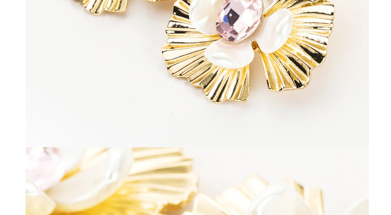Fashion Gold  Silver Needle Multi-layer Alloy Resin Diamond Flower Earrings,Drop Earrings