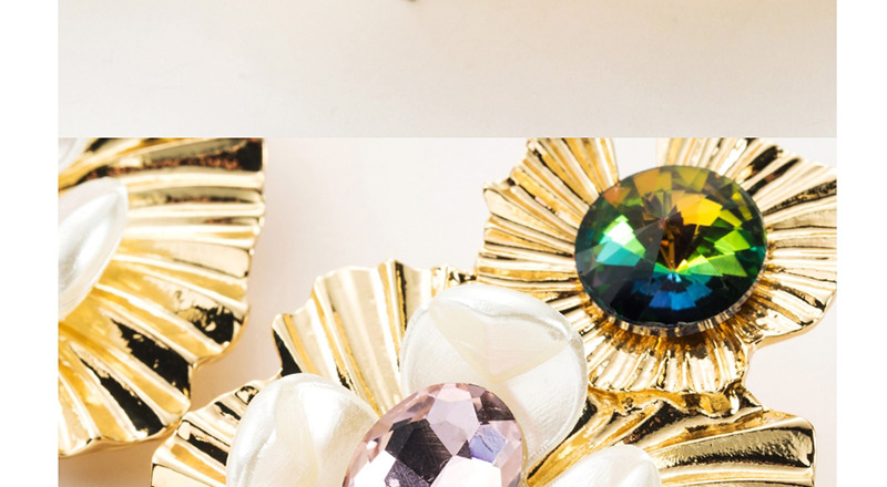 Fashion Gold  Silver Needle Multi-layer Alloy Resin Diamond Flower Earrings,Drop Earrings