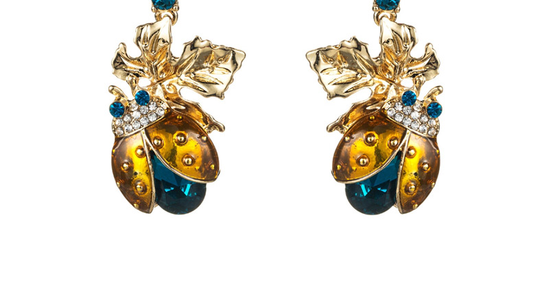 Fashion Color  Silver Needle Alloy Drop Oil Diamond Ladybug Earrings,Drop Earrings