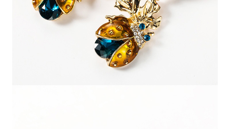 Fashion Color  Silver Needle Alloy Drop Oil Diamond Ladybug Earrings,Drop Earrings