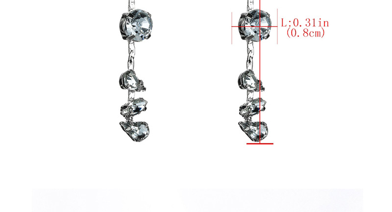 Fashion Silver Multi-layer Geometry Full Drill Earrings,Drop Earrings