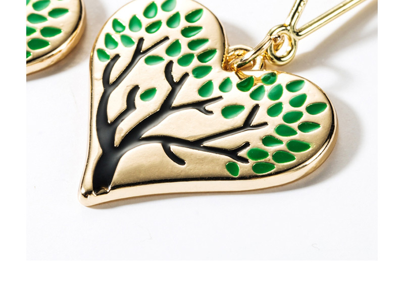Fashion Green Love Heart Shaped Oil Drop Tree Earrings,Drop Earrings