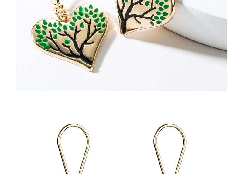 Fashion Green Love Heart Shaped Oil Drop Tree Earrings,Drop Earrings