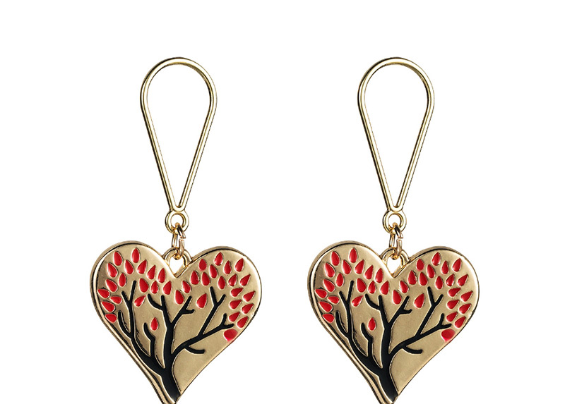 Fashion Red Love Heart Shaped Oil Drop Tree Earrings,Drop Earrings