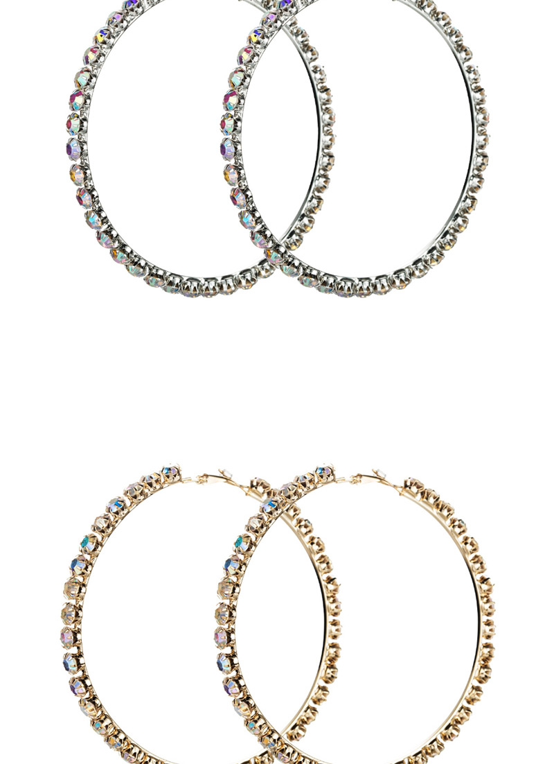 Fashion Gold No. 7 Large Circle Outer Ring With Diamond Earrings,Hoop Earrings