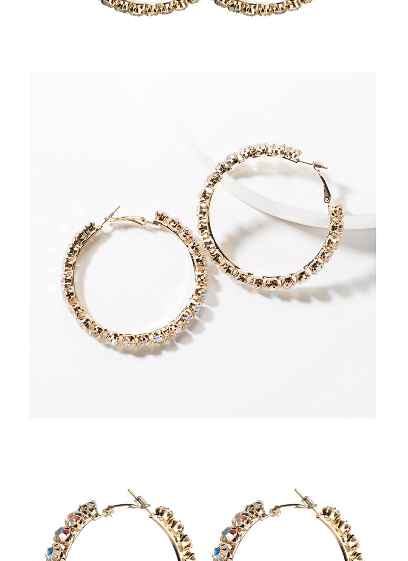 Fashion 8th Gold Large Circle Outer Ring With Diamond Earrings,Hoop Earrings