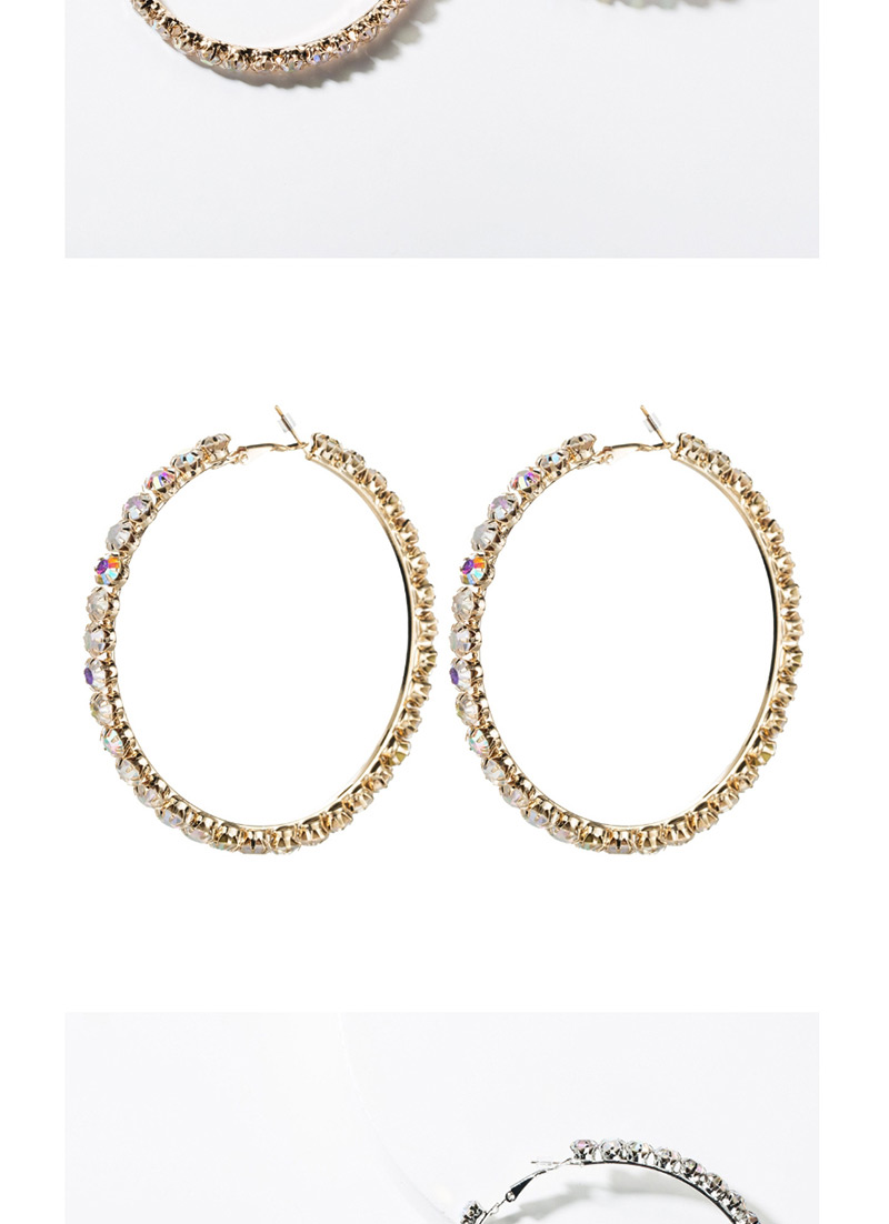 Fashion Gold No. 7 Large Circle Outer Ring With Diamond Earrings,Hoop Earrings