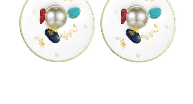 Fashion Gold Alloy Round Resin With Pearl Turquoise Earrings,Drop Earrings
