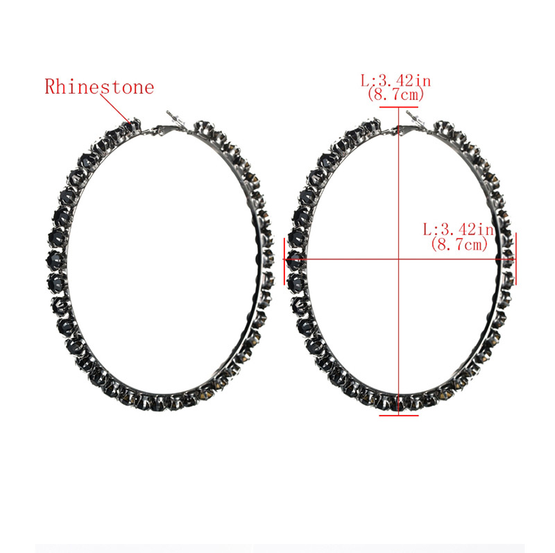 Fashion Number 5 Large Circle Outer Ring With Diamond Earrings,Hoop Earrings