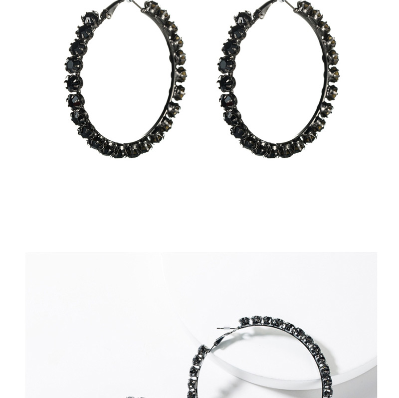 Fashion Number 5 Large Circle Outer Ring With Diamond Earrings,Hoop Earrings
