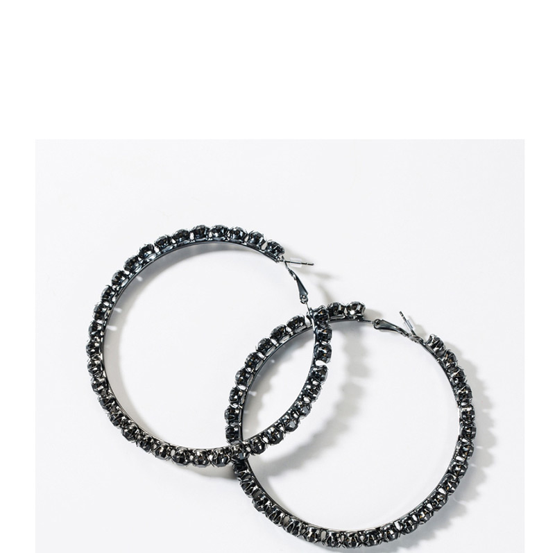 Fashion Number 7 Large Circle Outer Ring With Diamond Earrings,Hoop Earrings