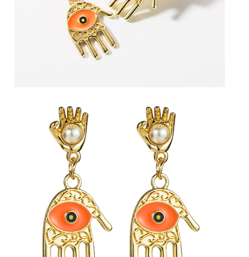 Fashion White Multilayer Alloy Palm Drops Eyes With Pearl Earrings,Drop Earrings