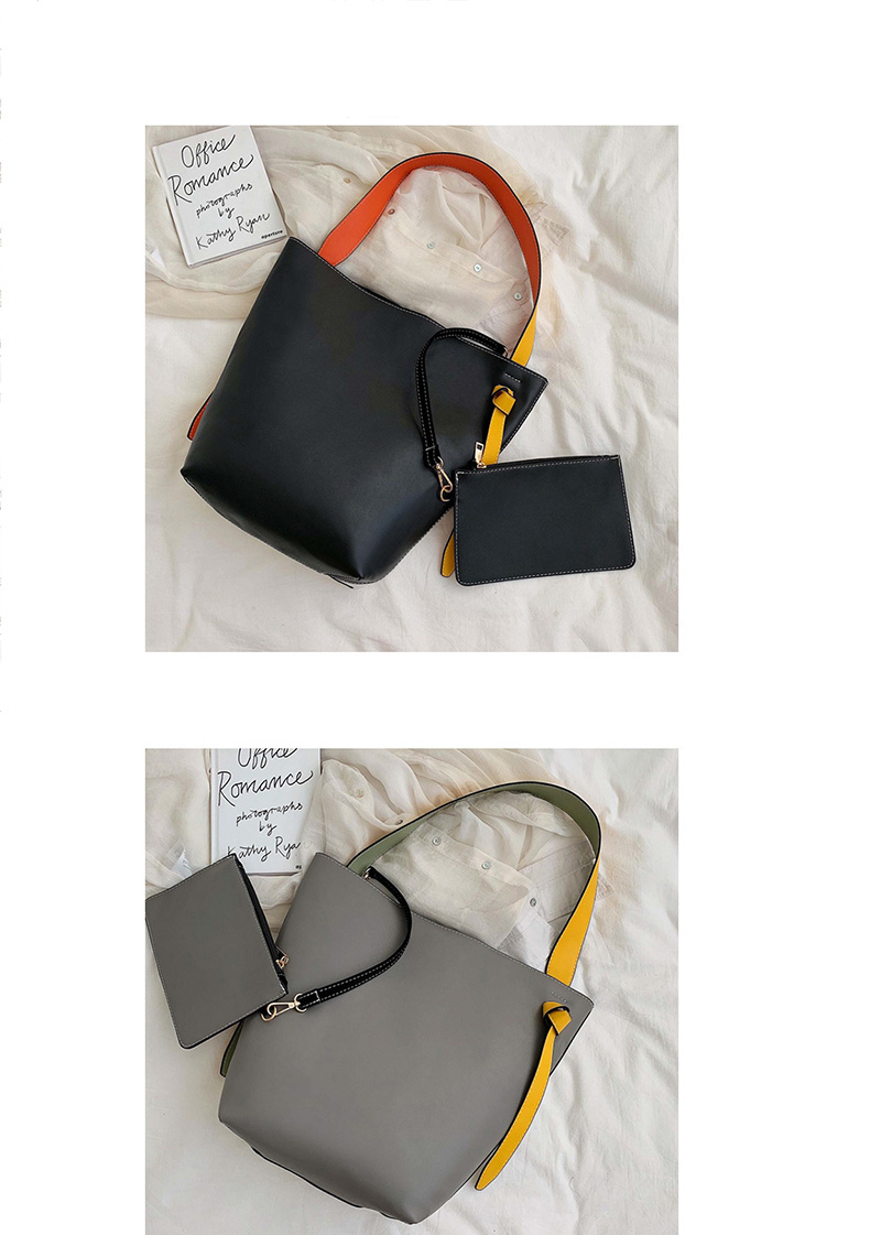  Black Contrast Color Bill Of Lading Backpack Mother Package,Handbags