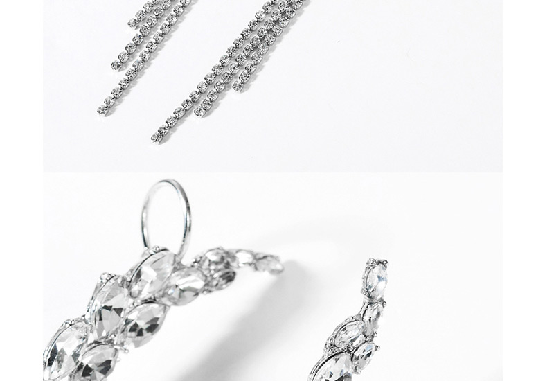 Fashion Silver Acrylic-studded Tassel Earrings,Drop Earrings