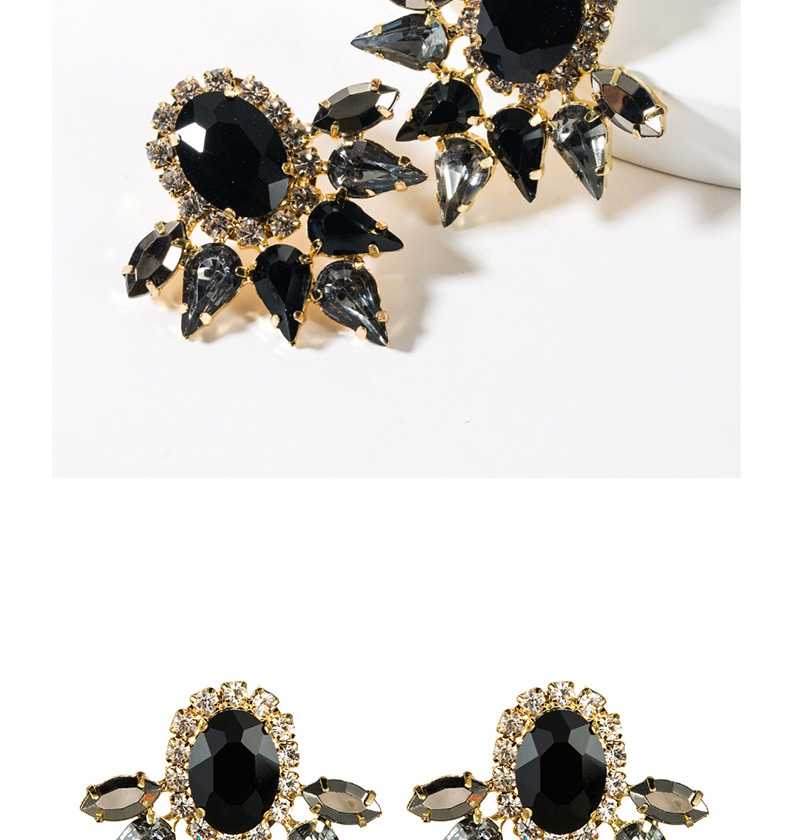Fashion Gold Multi-layer Drop-shaped Oval Acrylic Diamond Earrings,Stud Earrings