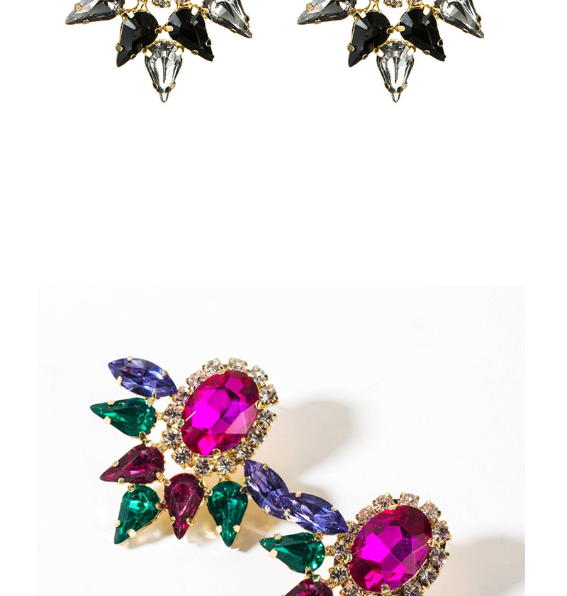 Fashion Gold Multi-layer Drop-shaped Oval Acrylic Diamond Earrings,Stud Earrings