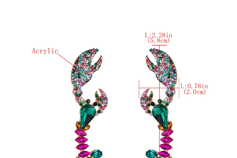 Fashion Red Acrylic Diamond Lobster Earrings,Stud Earrings
