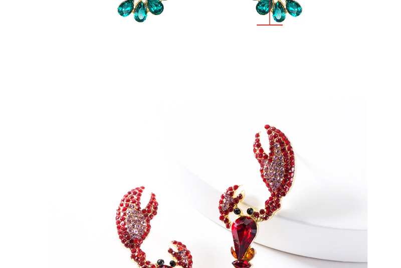 Fashion Red Acrylic Diamond Lobster Earrings,Stud Earrings
