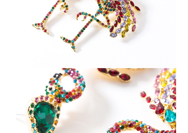 Fashion Color Acrylic Diamond Flamingo Earrings,Drop Earrings