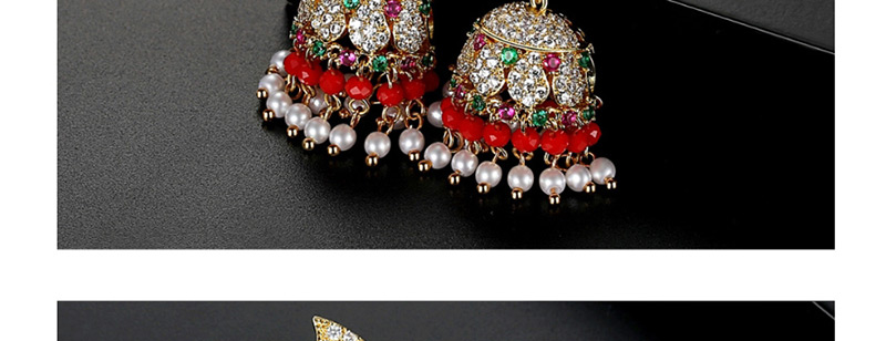 Fashion Red-t04f25 Bell Pearl Tassel Earrings,Earrings