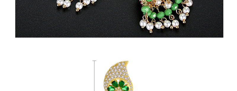 Fashion Green-t04f24 Bell Pearl Tassel Earrings,Earrings