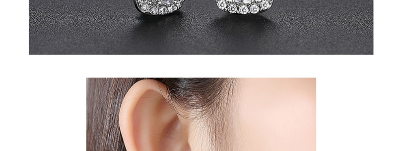 Fashion Platinum-t04e21 Square Copper Inlay Zircon Earrings,Earrings