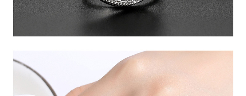 Fashion Platinum-t18h26 Openwork Copper Inlaid Zirconium Opening Adjustable Mesh Ring,Rings