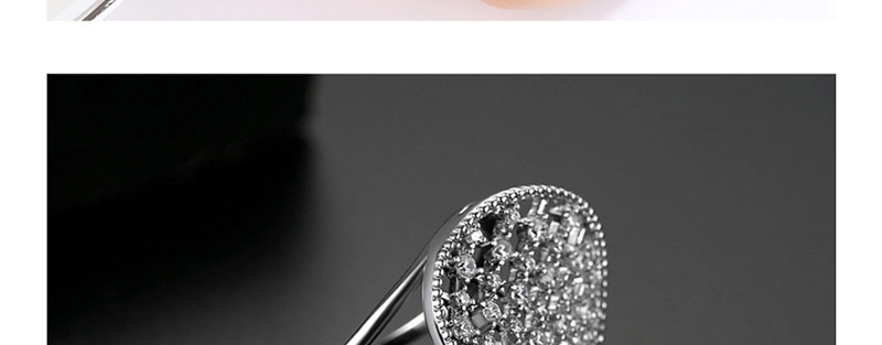 Fashion Platinum-t18h26 Openwork Copper Inlaid Zirconium Opening Adjustable Mesh Ring,Rings