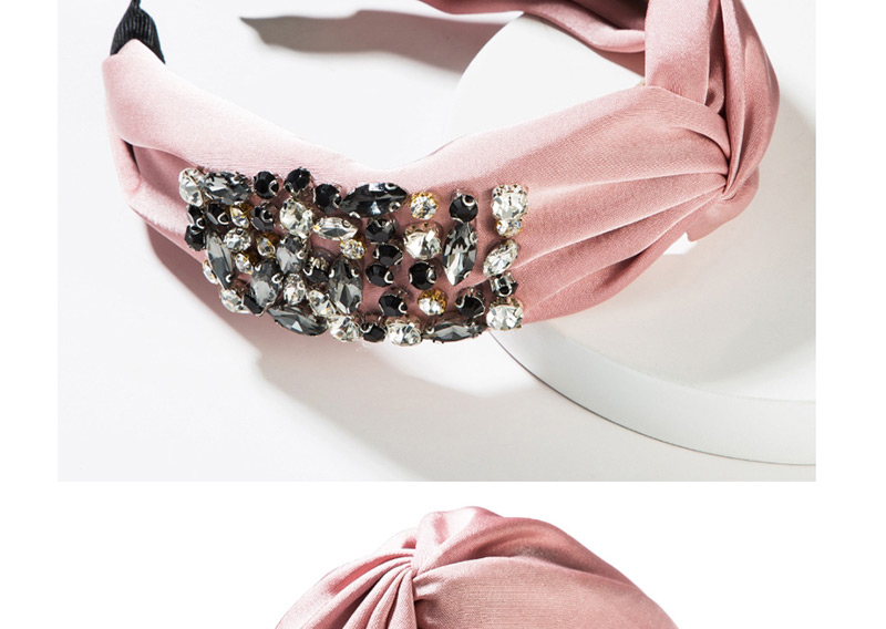 Fashion Pink Fabric Single Side Diamond Headband,Head Band