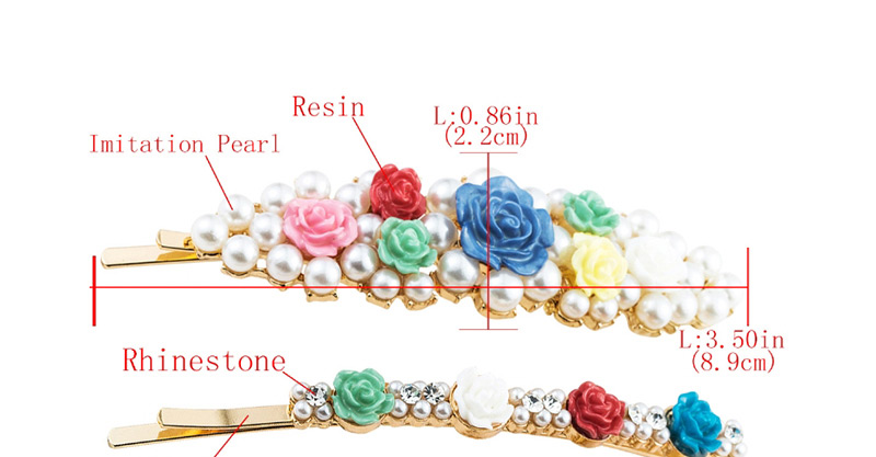 Fashion Color Resin Floral And Diamond Set With Pearl Hair Clips,Hairpins
