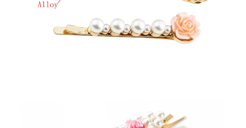 Fashion Color Resin Floral And Diamond Set With Pearl Hair Clips,Hairpins