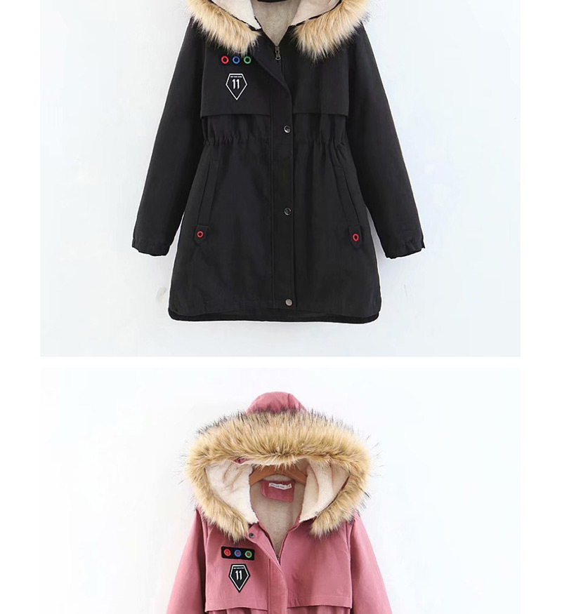 Fashion Black Long Thick Padded Coat In Hooded Fur Collar,Coat-Jacket