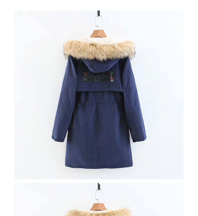 Fashion Armygreen Long Thick Padded Coat In Hooded Fur Collar,Coat-Jacket